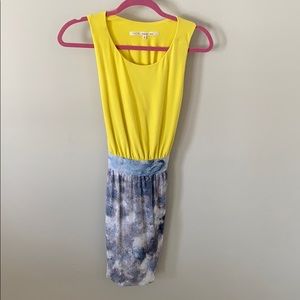 Rachel Roy twist back yellow/blue silver sequins